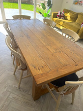 Rectangular Farmhouse Medium Wood Dining Table 2060mmL x 910mmW 775mm H