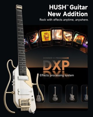 🎸 Donner HUSH X PRO Electric Guitar Bundle H-S Pickups | Platinum