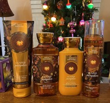 Bath  Body Works Glazed Pumpkin 4 Piece Set Cream Gel Wash Lotion Mist