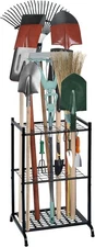 Garden Tool Organizer with Storage Hooks Yard Tower Rack for Garage Organization