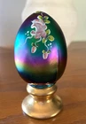 Fenton Carnival Glass Egg - Delicate Pink Floral Pattern - Great Condition !!
