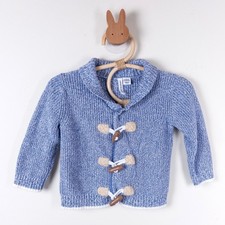 Janie and Jack Cardigan Sweater Kids 6-12M Blue Toggle Shawl Collar Knit