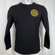 Fendi Roma Italy 1925 Black Long Sleeve T-Shirt Men's LARGE