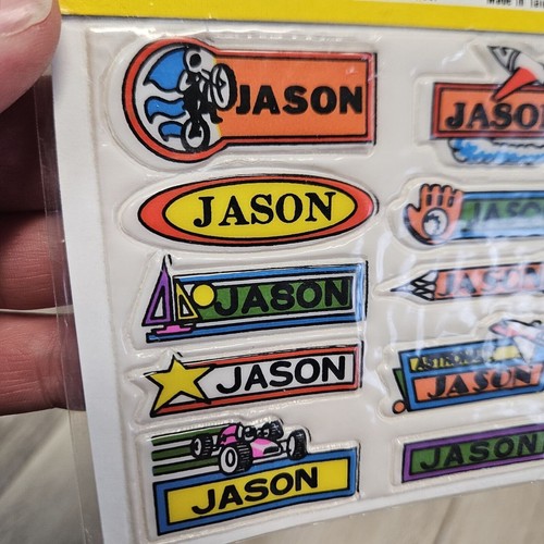 Impressions Vintage 1980s Vinyl Puffy Name Stickers Jason New Sealed USA Made - Picture 2 of 4