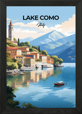 Lake Como Italy Framed Wall Art Poster Canvas Print Picture