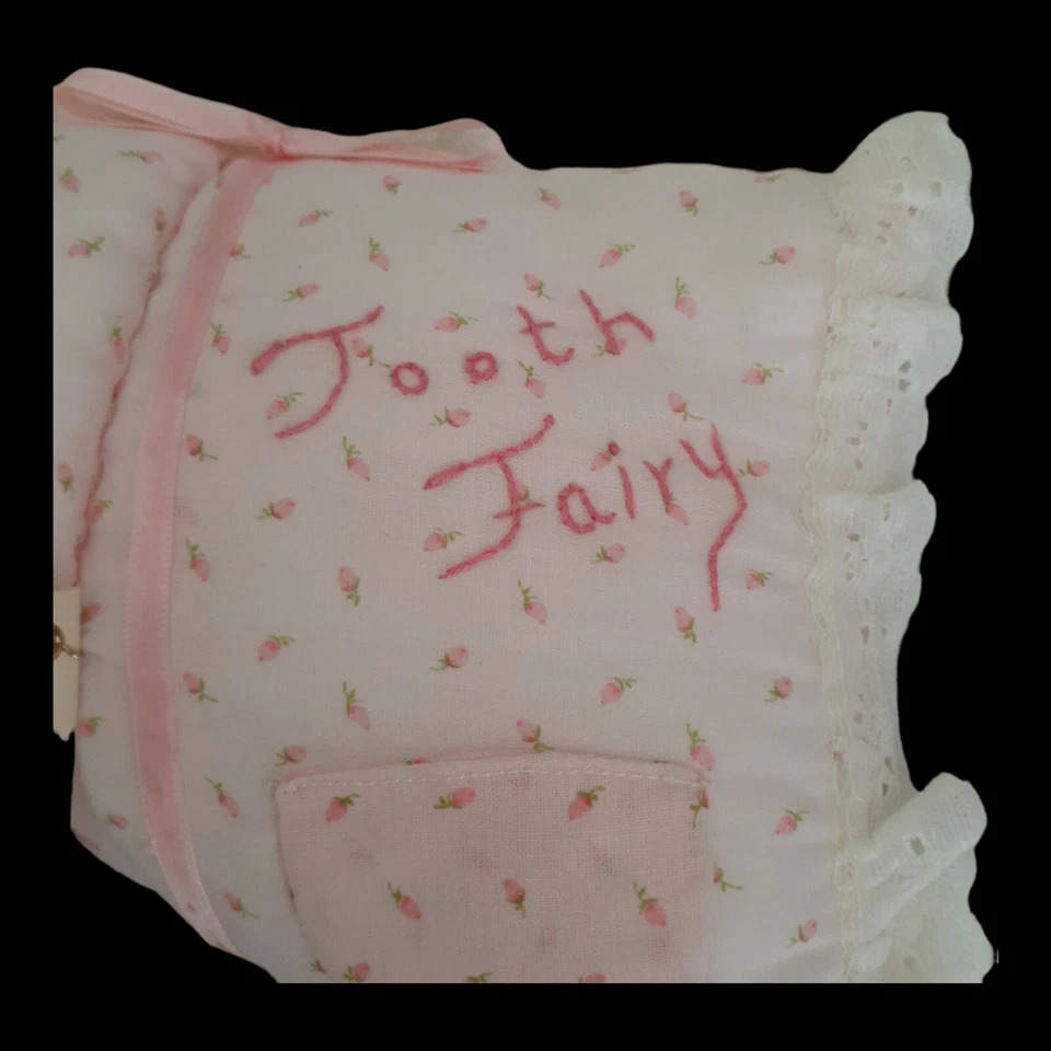Figura Almohada Hada de los Dientes con Bolsillo de Dientes Rosa Hecha a Mano 14" Foto 4 de 4