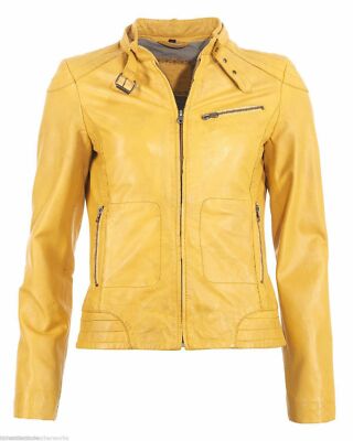 light yellow leather jacket