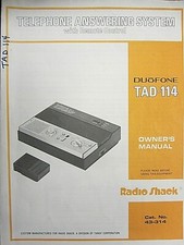 Radio Shack TAD-114 Telephone Answering System with Remote Control Owners Manual