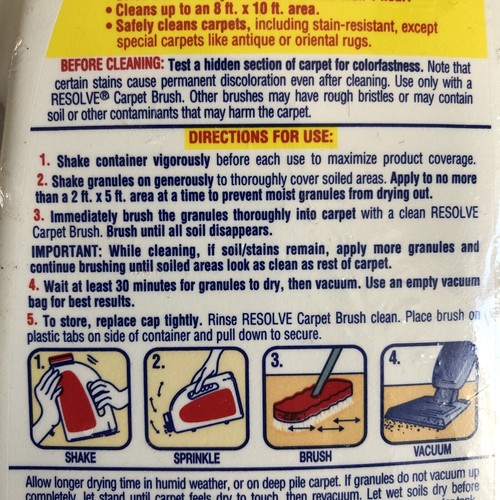 1999 RESOLVE High Traffic Carpet Cleaning Granules - Discontinued Old Formula - Picture 4 of 5