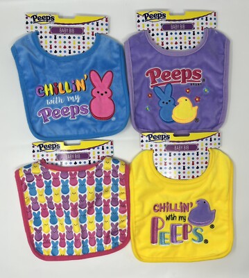 PEEPS BABY BIB EASTER -SET OF 4 -BUNNY CHICK NEW