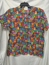 Scrub Top, Brand All Heart, Size M, Multicolor, Short Sleeve