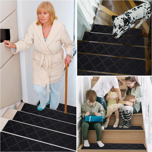 Stair Treads for Wooden Steps 15Pcs - 8X30In Carpet Stairs Runner Indoor Non-... - Picture 3 of 12