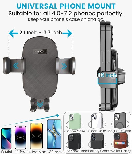 APPS2Car Solid Cup Holder Phone Mount for Car Truck with Quick Extension Long - Picture 5 of 8