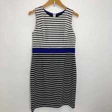 Eliza J Black and White Striped Sheath Dress Exposed Zipper Sz 12P