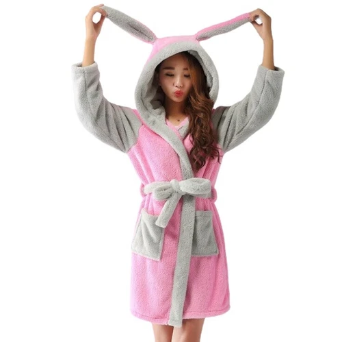 Lilo & Stitch Kapuzen Bademantel Damen Fleece Nachtwäsche DE - Bild 7 von 20