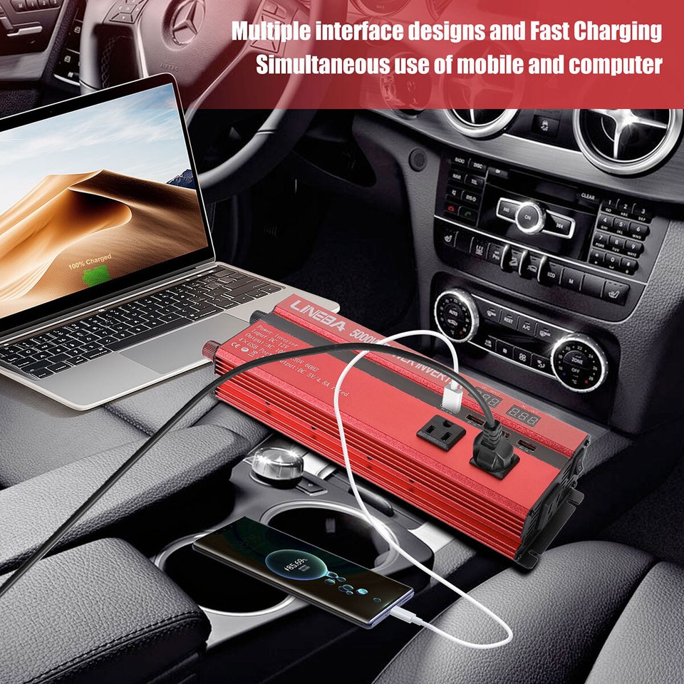 Convertidor 7000W De DC 12V A 110V AC Con USB Para Carro Auto Inversor ...