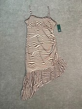Women's Sleeveless Mesh Dress - Wild Fable Light Brown Zebra Striped Multi-Sizes