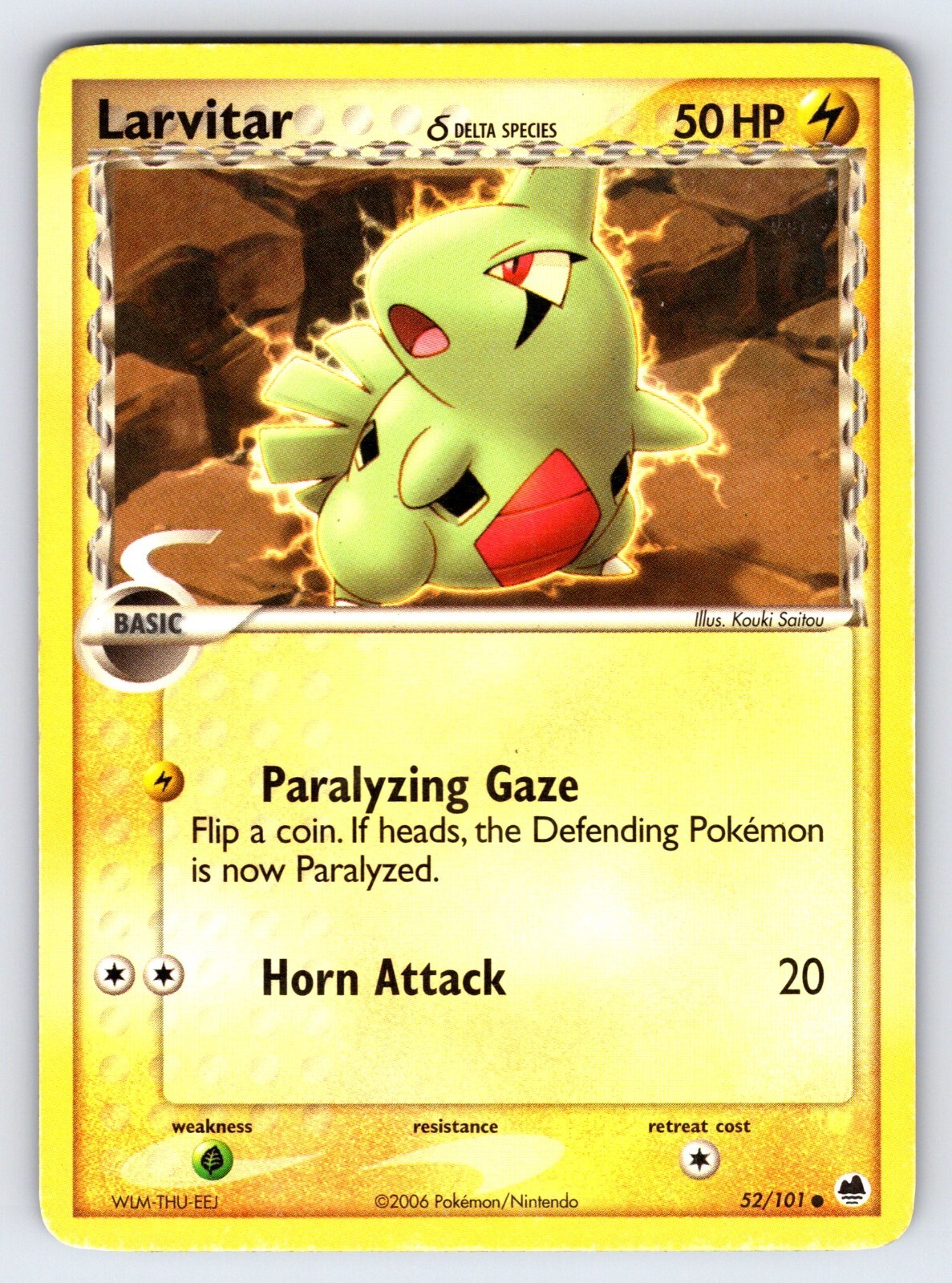 Larvitar Delta Species 52/101 2006 EX Dragon Frontiers Pokemon Card Common - Lp