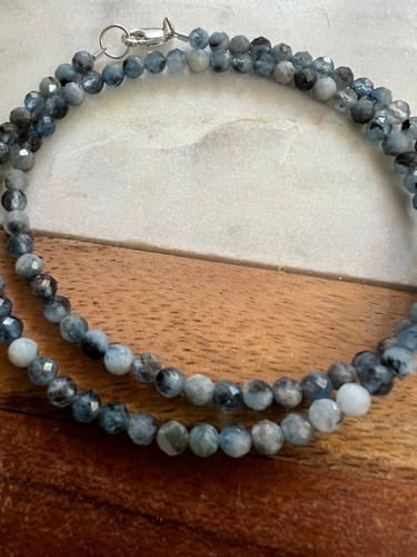 Aquamarine Faceted Necklace 16 in Sterling Silver Clasp - Picture 3 of 8