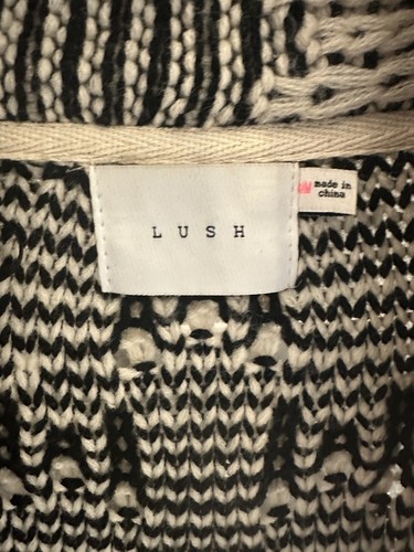 Lush Cardigan Size S/M Tan And Black Open Front - Picture 2 of 6