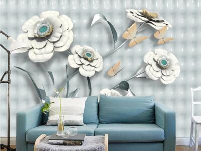 3D Flower Background ZHUA8141 Wallpaper Wall Murals Removable Self-adhesive Amy