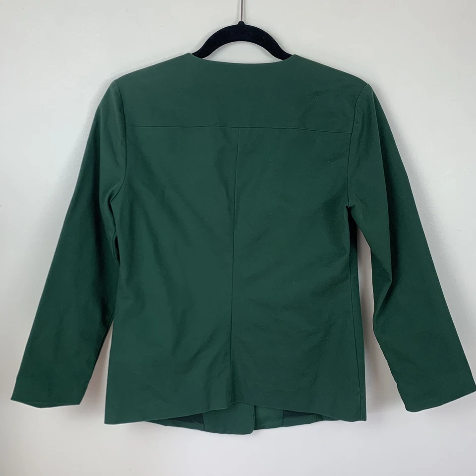 Blazer Kate Spade Saturday Mujer Un Botón Algodón Forrado Verde Talla Pequeña Foto 4 de 4