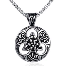 MENDEL Large Stainless Steel Mens Celtic Trinity Knot Triquetra Pendant Necklace