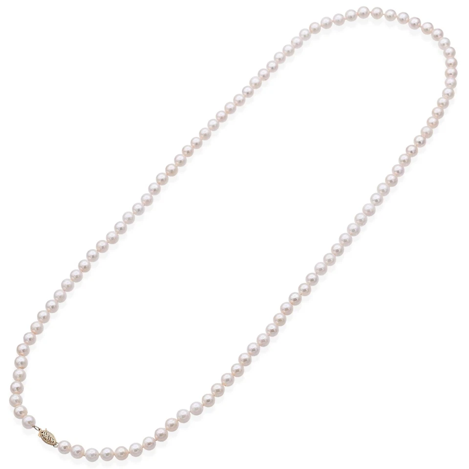 Vintage 14K Yellow Gold Pearl Beaded Strand Necklace 31 Inches - Image 3 of 4