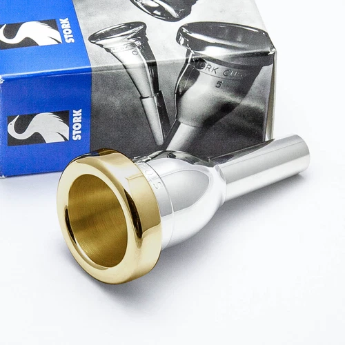 Stork BT1 Heavy Weight Large Shank 24K Gold Rim & Cup Trombone Mouthpiece NEW