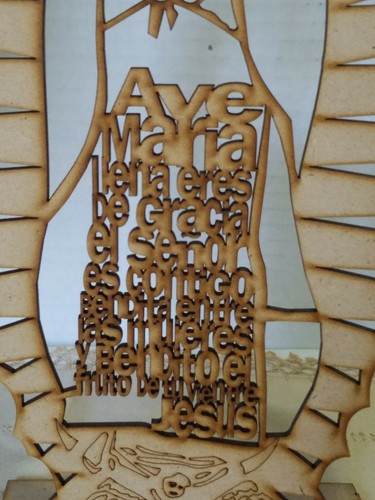 Virgen De Guadalupe Cutout Wood w/ stand Español Ave Maria Llena Eres De Gracia - Picture 2 of 6