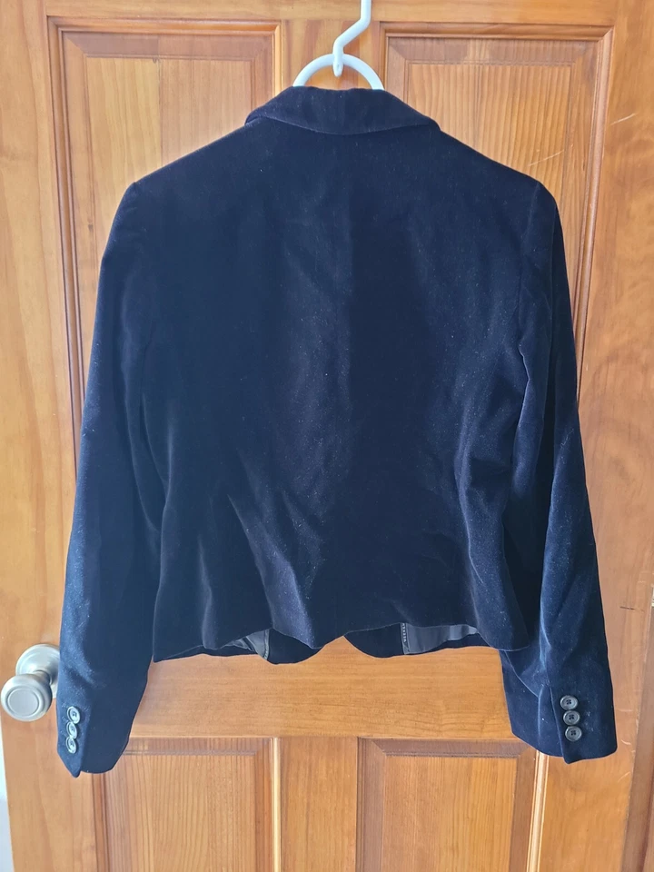 Chaqueta Blazer Weekend Max Mara Para Mujer Talla US 6 Terciopelo Negro Foto 2 de 4