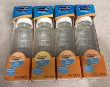 4 Even Flo 8OZ Classic Without BPA Glass Bottle 0-3 Months Custom Flow New