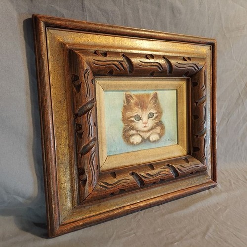 Vintage Hand Painting, Portrait of Cat, Framed, Signed 1971 - Picture 2 of 10