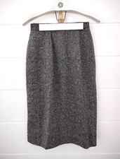 Vtg 80s 90s Doncaster Normcore Wool Gray Tweed Straight Pencil Skirt Midi Sz 10