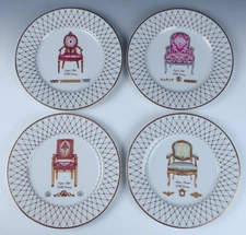 Set 4 Henriette Porcelain 18th C. French Chairs Rare 10" Dinner Plates  8 Avail