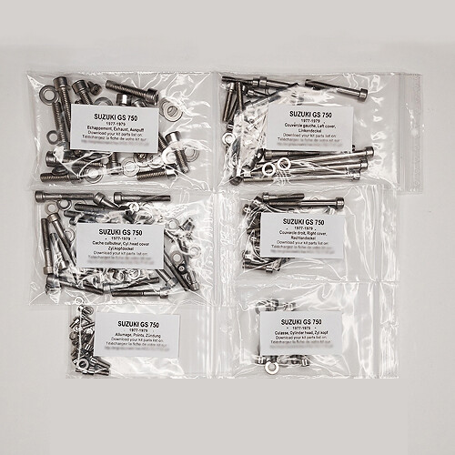 Visserie inox Suzuki GS 750 de qualité supérieure pour carter moteur