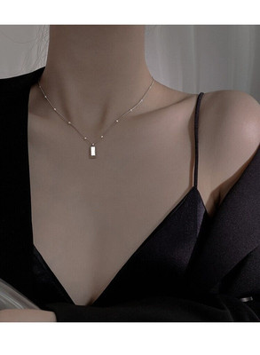 Großhandel 925 Sterlingsilber einfache rechteckige Halskette Anhänger Geschenk