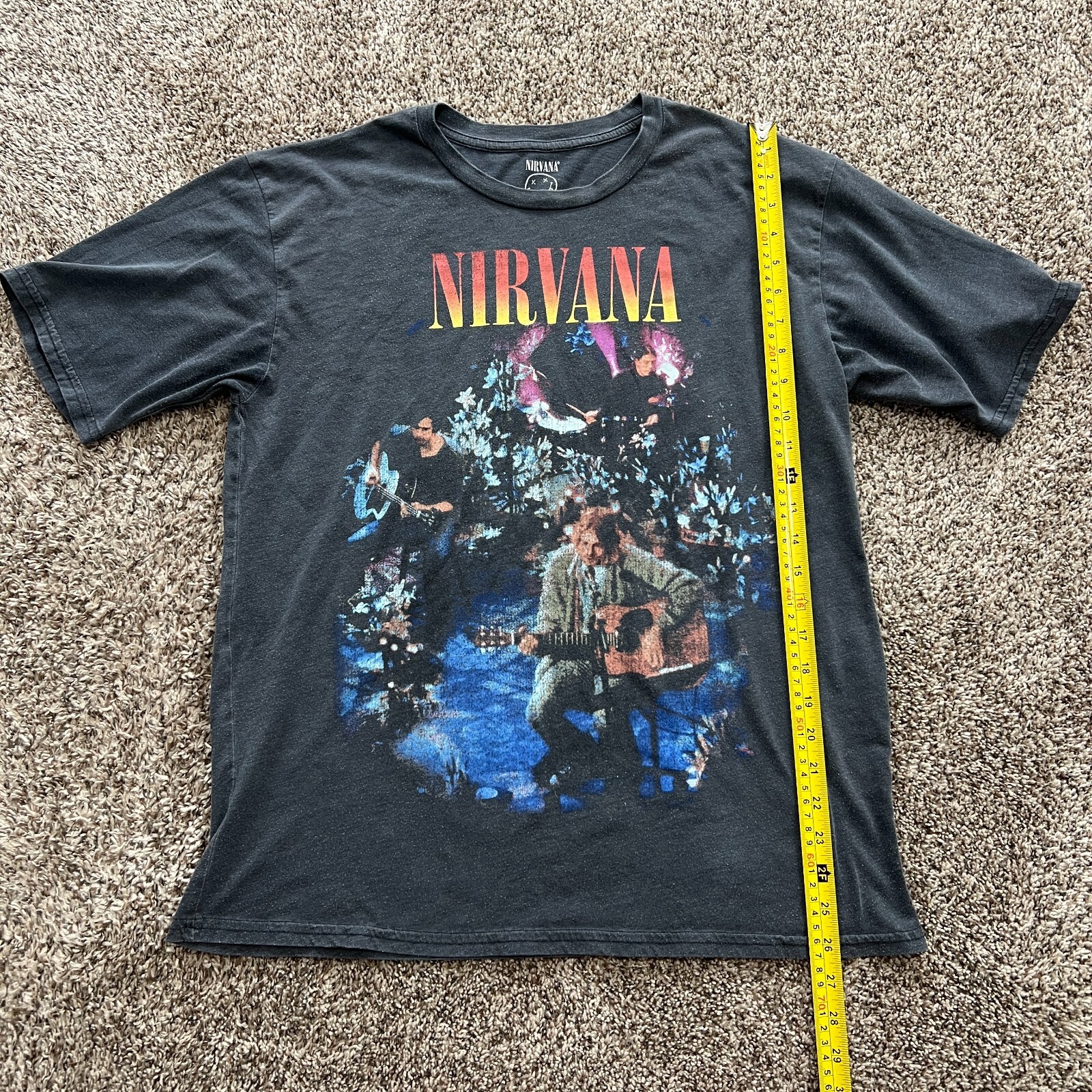 Nirvana Unplugged Graphic Gray T Shirt Size S Oversized MTV Grunge