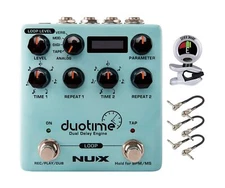 NUX Duotime Stereo Delay Pedal Bundle with Silver Snark Tuner and 3 MXR Patch...