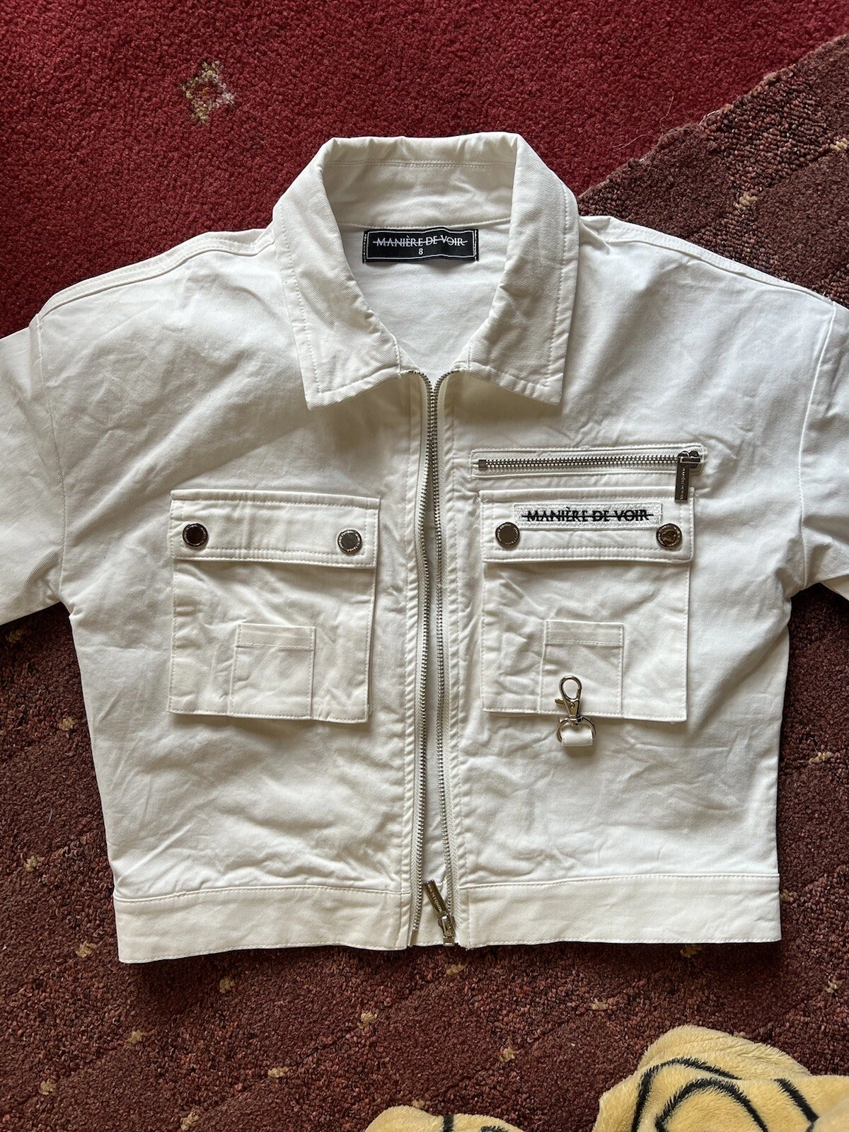 Maniere De Voir White Denim Jacket