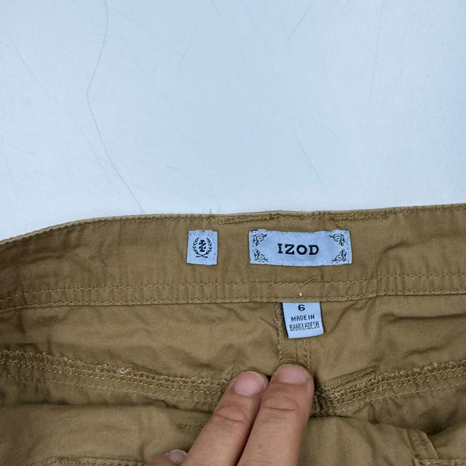 Pantalón cargo para mujer Izod talla 6 marrón algodón informal utilitario exterior tiro medio Foto 4 de 4