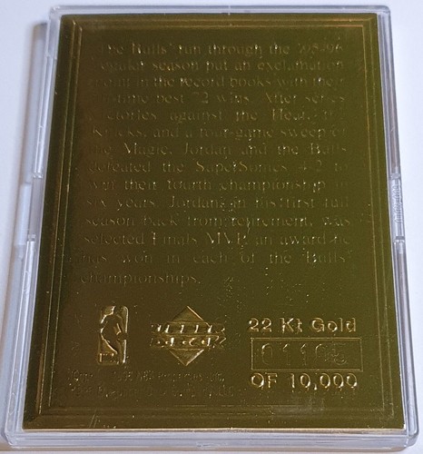 1996 Upper Deck Michael Jordan 22K GOLD CARD /10000 4th NBA Championship - Rare - Picture 4 of 5