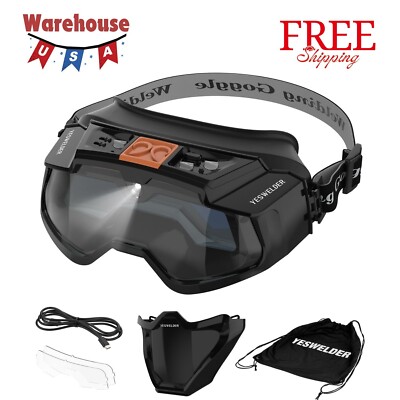 Auto Darkening Welding Goggles with Mask, LED Lighting & TYPE-C Charging