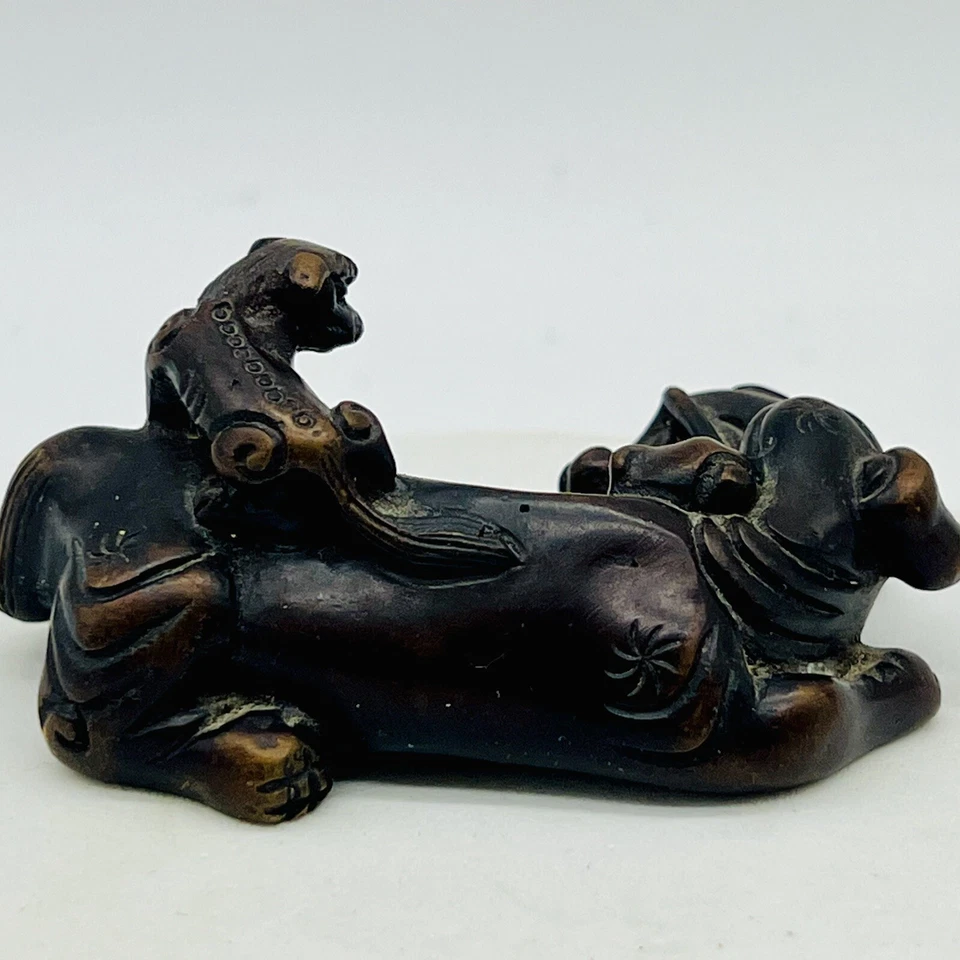 Китайский бронзовый антикварный свиток с мифическим животным слоном - Изображение 4 из 4