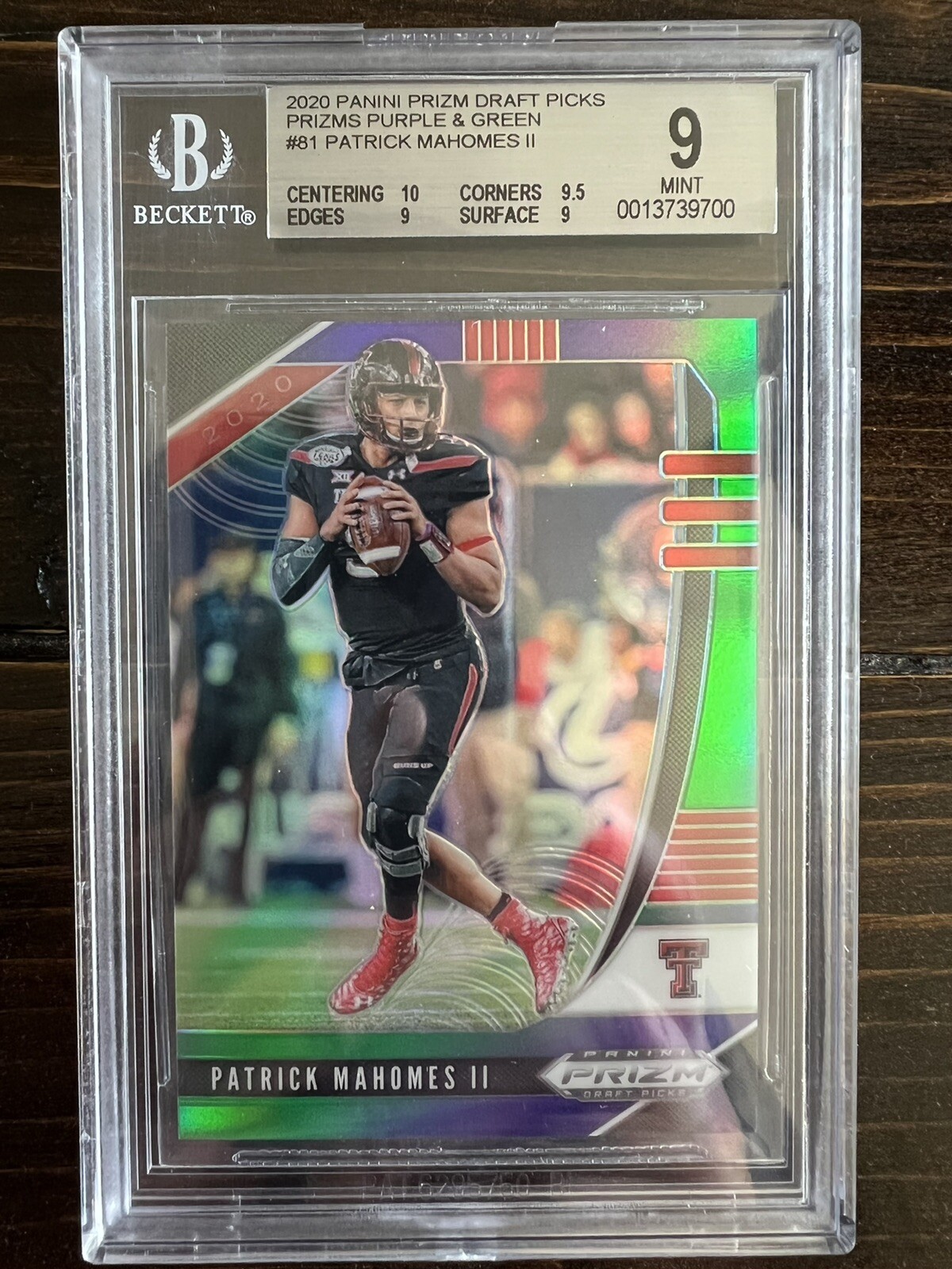 2020 Panini Draft Picks #81 PURPLE/GREEN Prizm PATRICK MAHOMES BGS 9 MINT /199