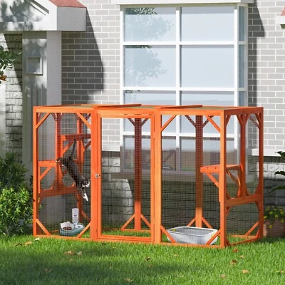 COZIWOW Outdoor Cat Enclosure Cat Cage Condo Playpen with Platforms Water-proof Wooden