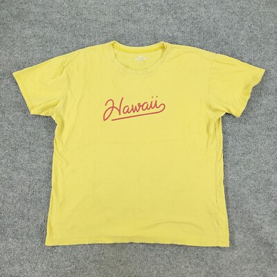 Hollister Shirt Men's Small Yellow Hawaii Graphic Tee Crew Neck
