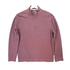 Van Heusen Pullover Mens M Burgundy Excellent Quarter Zip Ribbed Knit