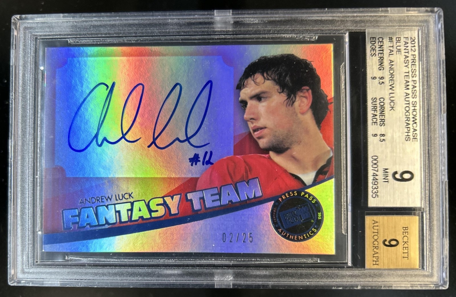 Andrew Luck Press Pass Showcase Fantasy Team Autograph #AL Blue