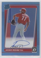 2021 Panini Donruss Optic Carolina Blue Prizm 30/35 Adonis Medina Auto 0s1o